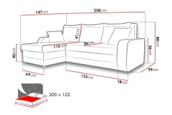 Alvared 3-seters Hjørnesovesofa Universal