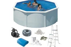 Basseng Stål Swim & Fun Grunnleggende rund Ø350 x 120 cm, Hvit