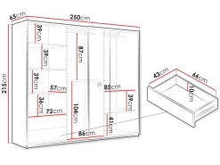 Binche Garderobeskapeskap med speil 250x215 cm