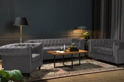 Chesterfield Luksus Sofagruppe 3+2+1 i Fløyel