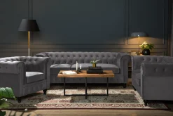 Chesterfield Luksus Sofagruppe 3+2+1 i Fløyel