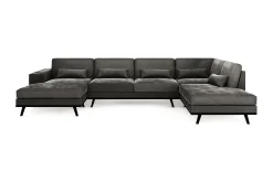 Copenhagen 5-seters Høyrevendt U-formet Sofa med Divan og Sjeselong i Fløyel