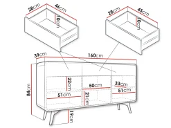 Corvan Skjenk 160 cm