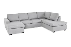 Crazy 4-seters Høyrevendt U-formet Large Sofa med Divan og Sjeselong i Stoff