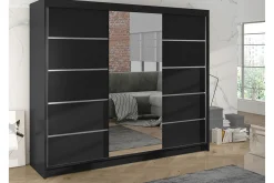 Cyria Garderobe med romslig Oppbevaring og Skyvedører med Speil 200x215 cm