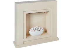 Elektrisk eldstad Beliani Sahara Beige||White