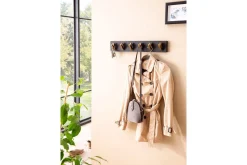 Garderobe Wohnling Vegghengt klesstativ 6 gylne metallkroker elegant i svart gull