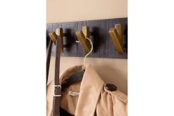 Garderobe Wohnling Vegghengt klesstativ 6 gylne metallkroker elegant i svart gull