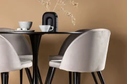 Glade Spisegruppe 100 cm Rund med 4 Velvet Stoler