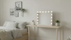 Glow Sminkespeil på fot 50 cm med LED belysning/lamper Hollywood speil