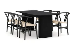 Kopparbo Matgruppe forlengelsesbart 180-240 cm med 6 Dastoori Spisestol