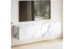 Lavbord Wohnling Foliert oppheng med klaffdør Moderne Marmor, Hvit, 120 cm