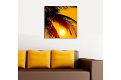 Lerretsbilde 45x45 cm - Solnedgang bak palmer