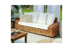 3-sitssoffa Beliani Forli Natural||Beige||White